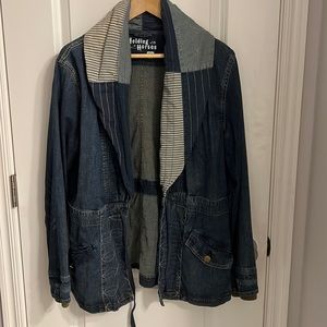 Holding Horses Anthro denim tie waist open jacket